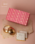 Geometric Embossed Gold Double Wick Scented Candle and Set of 2 Marble coasters with Gold Border