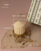 Winterberry Brass Candle Stand and Ivory Fluted Candle Gift Set