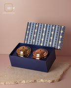 Geometric Embossed Gold and Rose Gold Double Wick Scented Candle - Set of 2