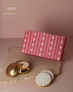Geometric Embossed Gold Double Wick Scented Candle and Set of 2 Round Marble coasters with Gold Border
