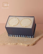 Elegant Hand-Painted Ceramic Cup Set with Round Marble Coasters - Set of 2 (Gift Box Included)