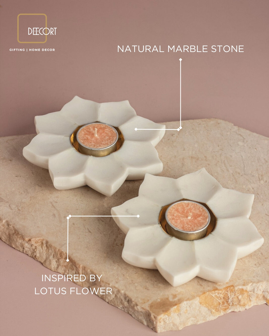 Lotus Marble T-light Holder