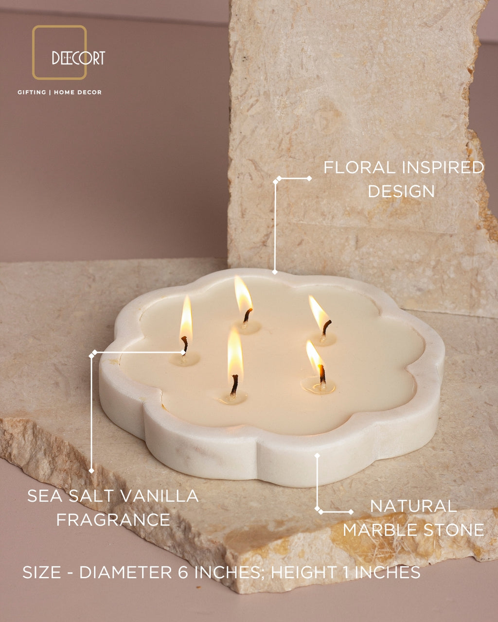 Marble Floral Multiwick Candle