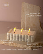 Marble Rectangle Fluted  6 Wick Candle