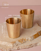 Golden Fluted Brass Glass - Gift Set