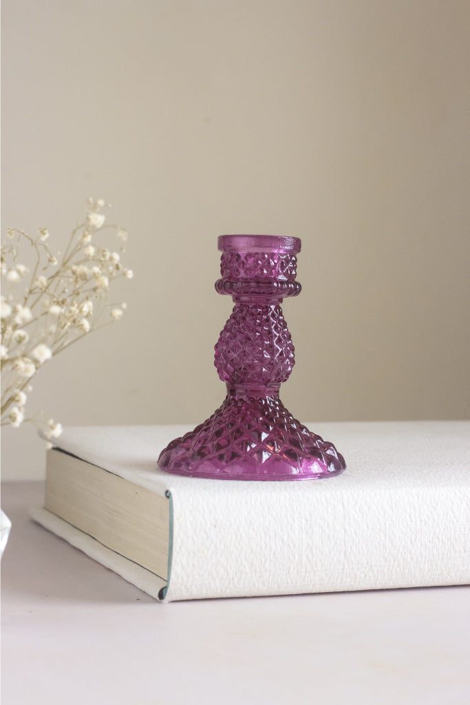 Diamond Mulberry Glass Candle Stands – Mini