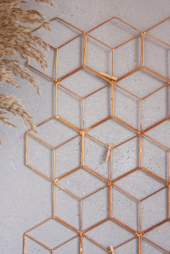 Rose Gold Hexagon Metal Grid