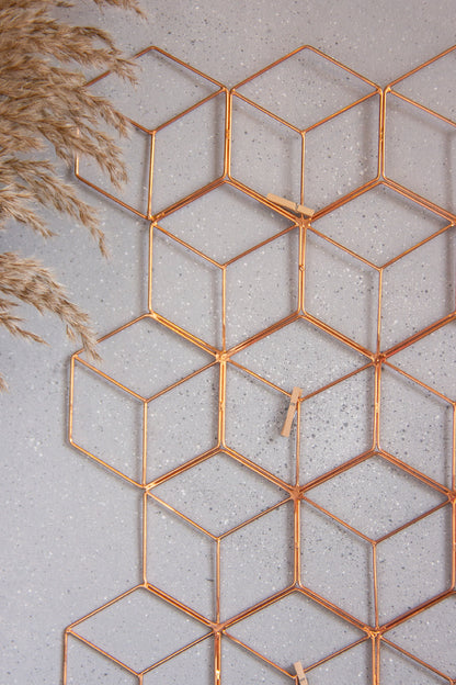 Rose Gold Hexagon Metal Grid