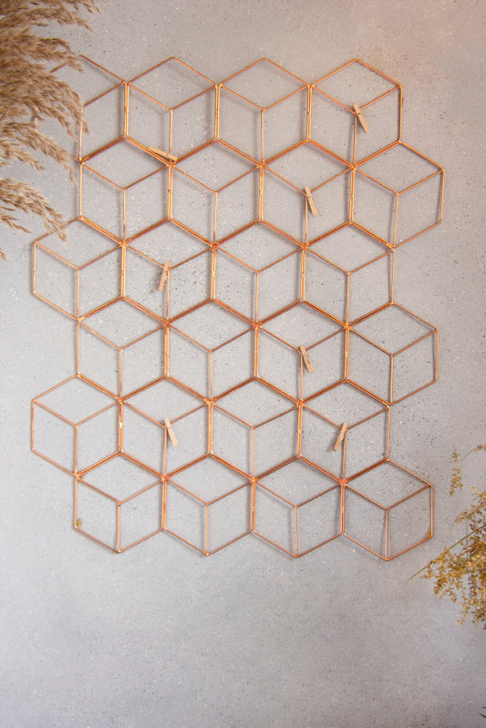Rose Gold Hexagon Metal Grid
