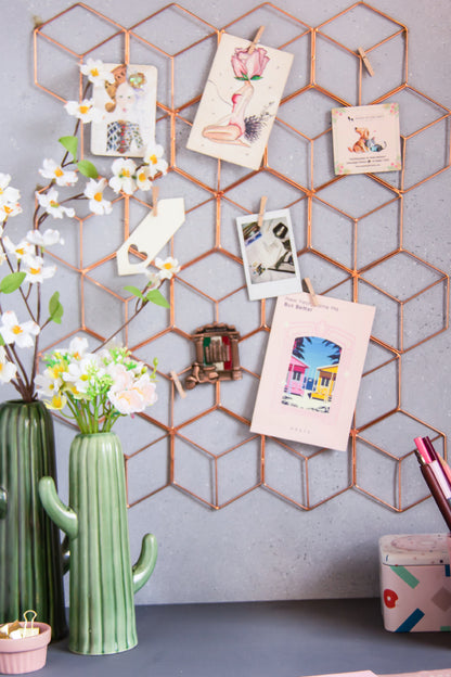 Rose Gold Hexagon Metal Grid