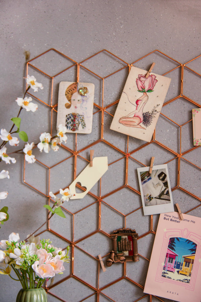 Rose Gold Hexagon Metal Grid