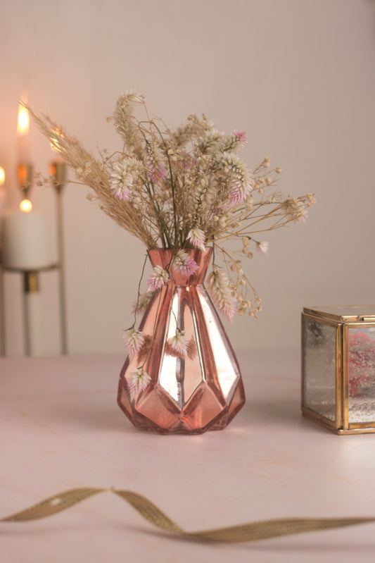 Glass Rose Gold Vase (Dried Flowers Only)