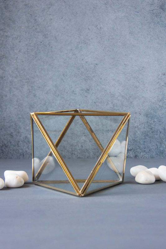 Triangular Brass Lined Glass Prism