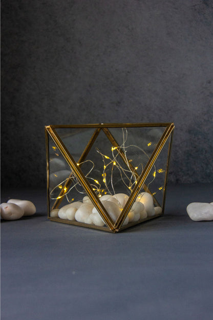 Triangular Brass Lined Glass Prism