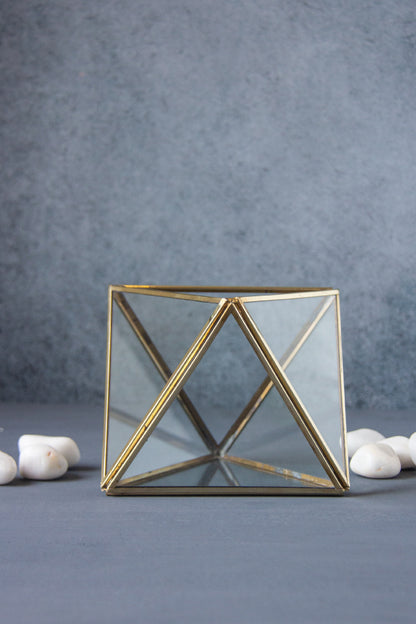 Triangular Brass Lined Glass Prism