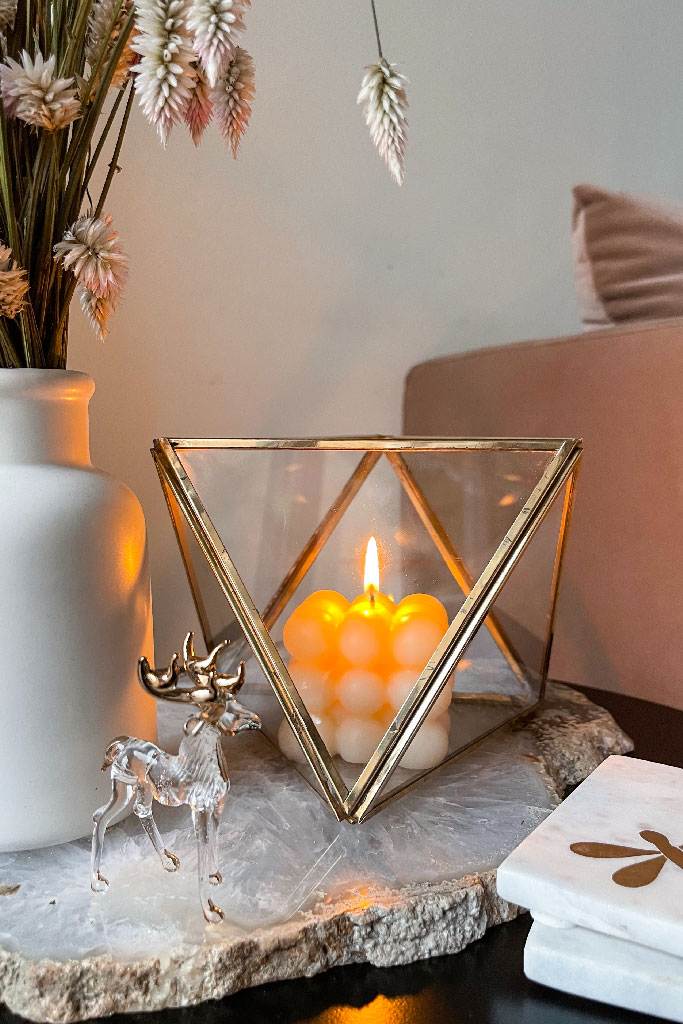 Triangular Brass Lined Glass Prism