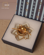 Urli Natural Marble Coaster with Brass Inlay & Brass Diya – Festive Gift Set (Gift Box Included)