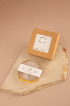 White Quartz Coasters with Gold Rim - Set of 2