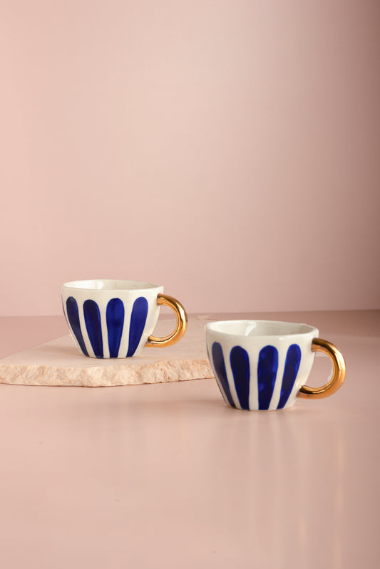 Royal Blue Hand-Painted Tea Cup - Set of 2