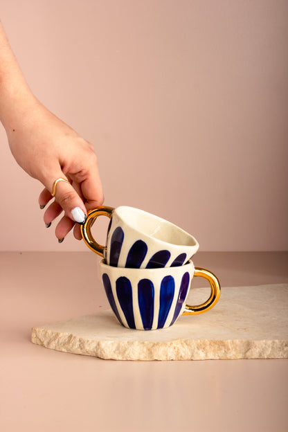 Royal Blue Hand-Painted Tea Cup - Set of 2