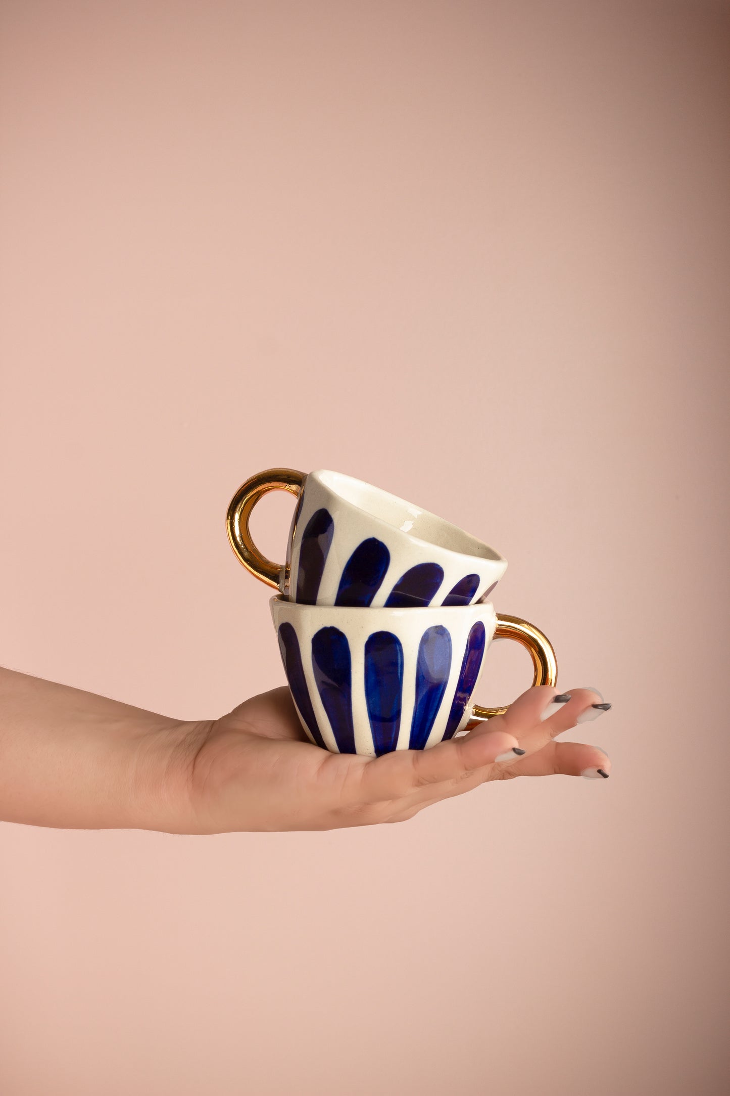 Royal Blue Hand-Painted Tea Cup - Set of 2