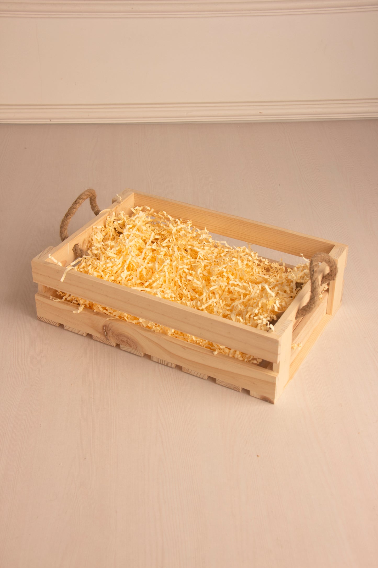 Pinewood Rectangle Basket With Jute Handle - Pack of 1