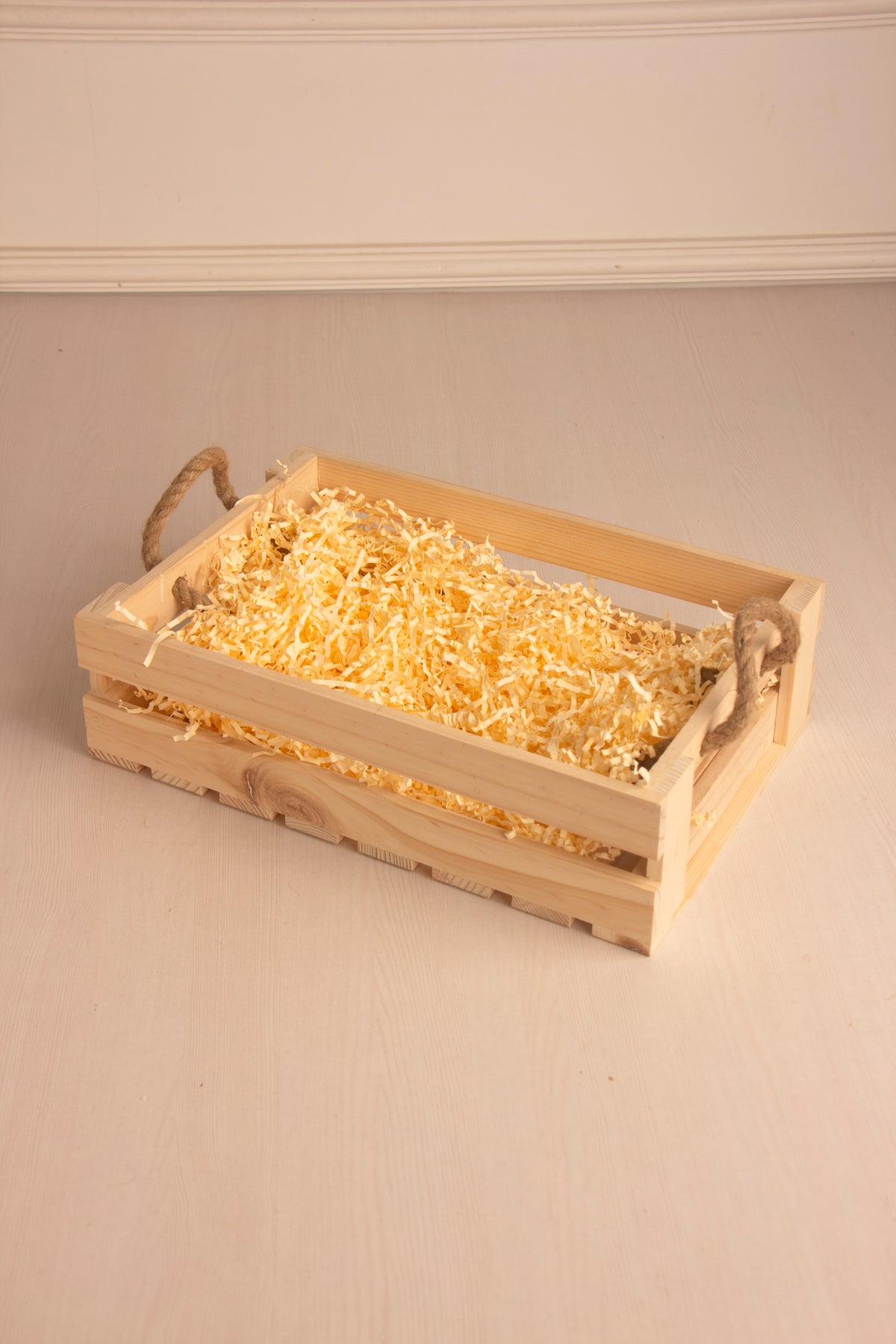 Pinewood Rectangle Basket With Jute Handle
