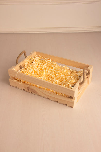 Pinewood Rectangle Basket With Jute Handle