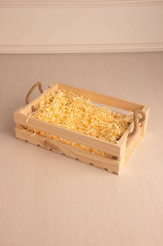 Pinewood Rectangle Basket With Jute Handle - Pack of 1