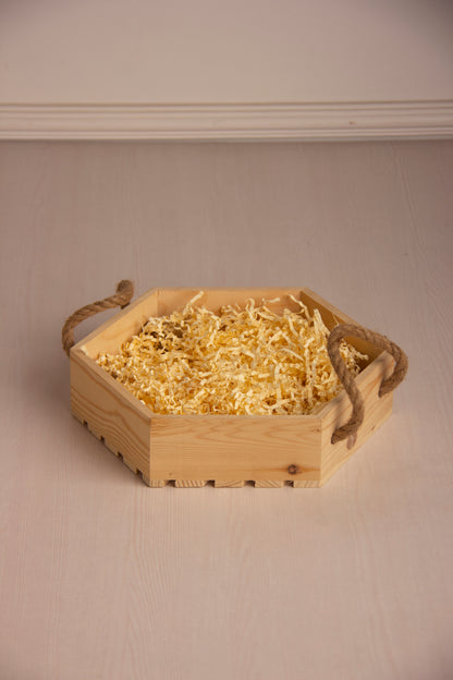 Pinewood Hexagoan Basket With Jute Handle