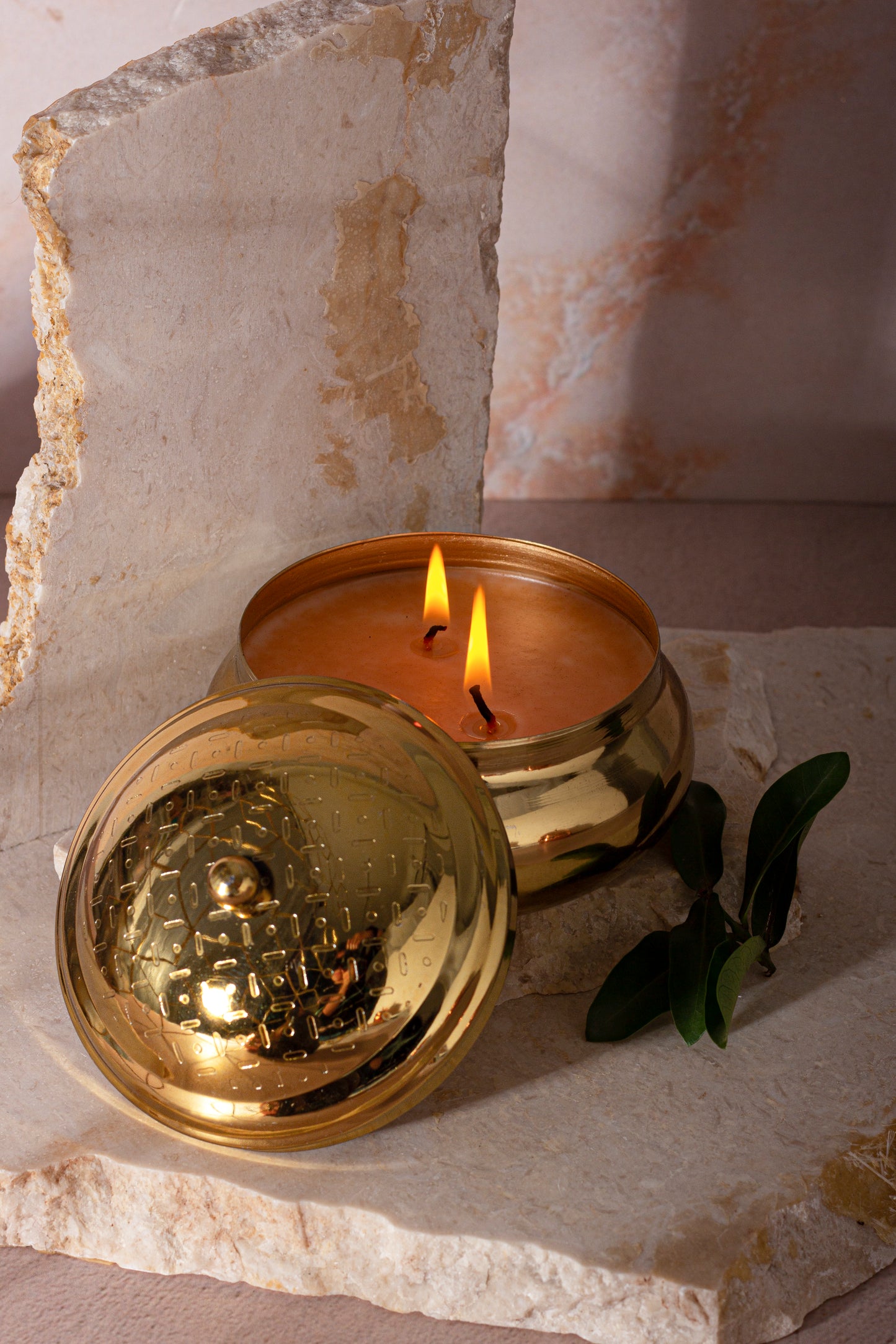 Minimalist Embossed Gold Double Wick Scented Candle