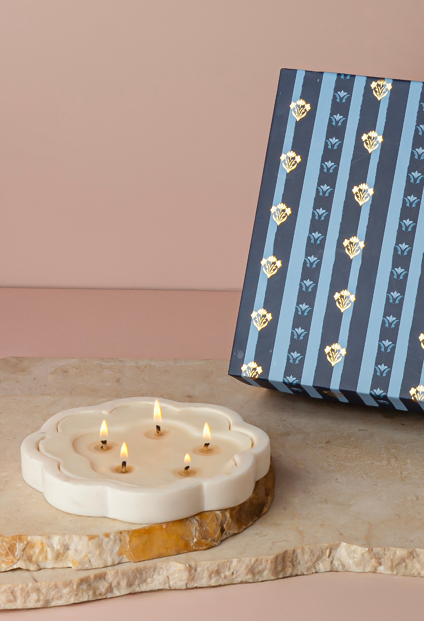 Marble Floral Multiwick Candle