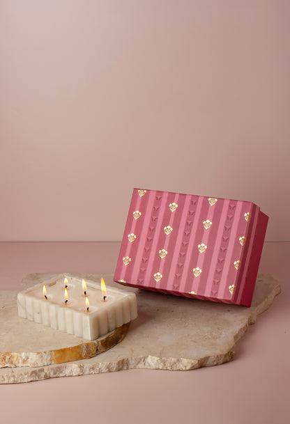 Marble Rectangle Fluted  6 Wick Candle