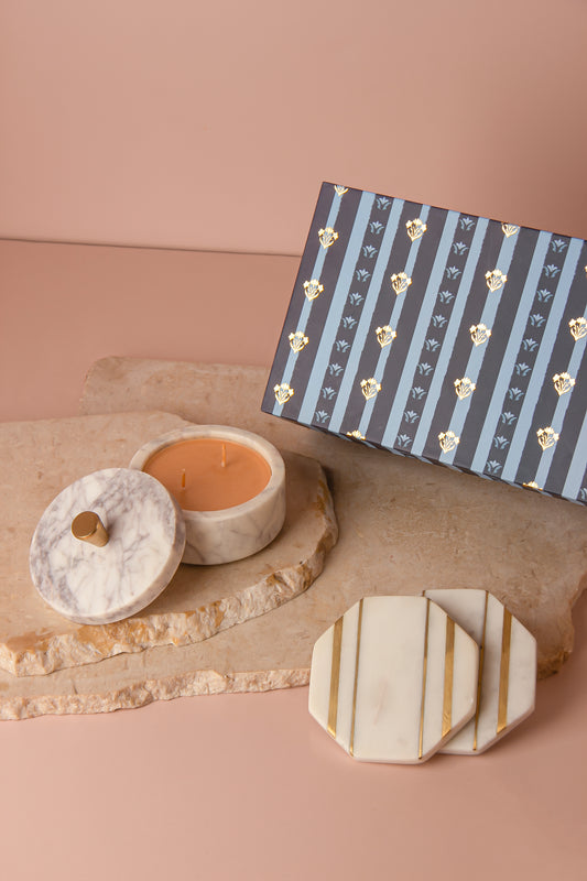 Marble Honeysuckle Candle Coaster duo