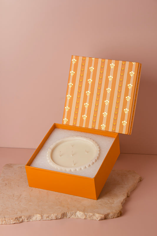 Marble Round Fluted Candle