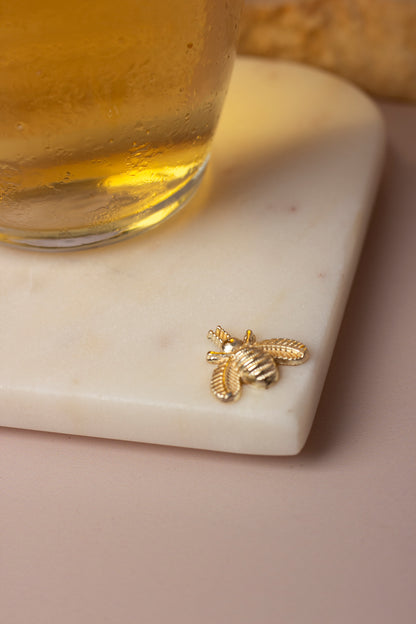 Honey Bee Natural Marble Coasters - Set of 4