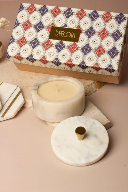 Marble Honeysuckle Candle Coaster duo