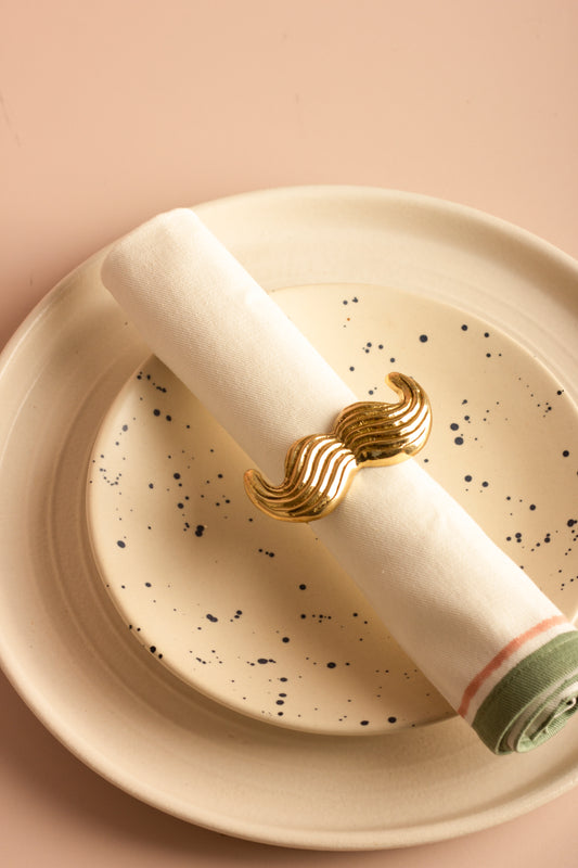 Gold Moustache Napkin Ring - Set of 6