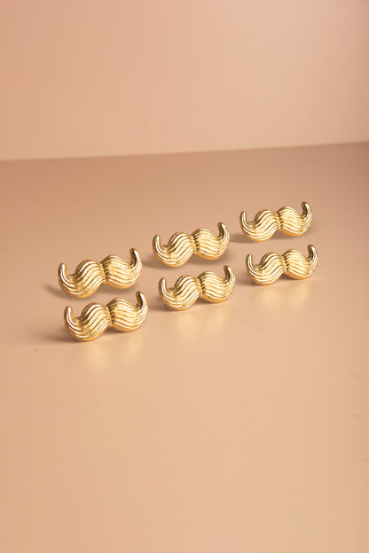 Gold Moustache Napkin Ring - Set of 6