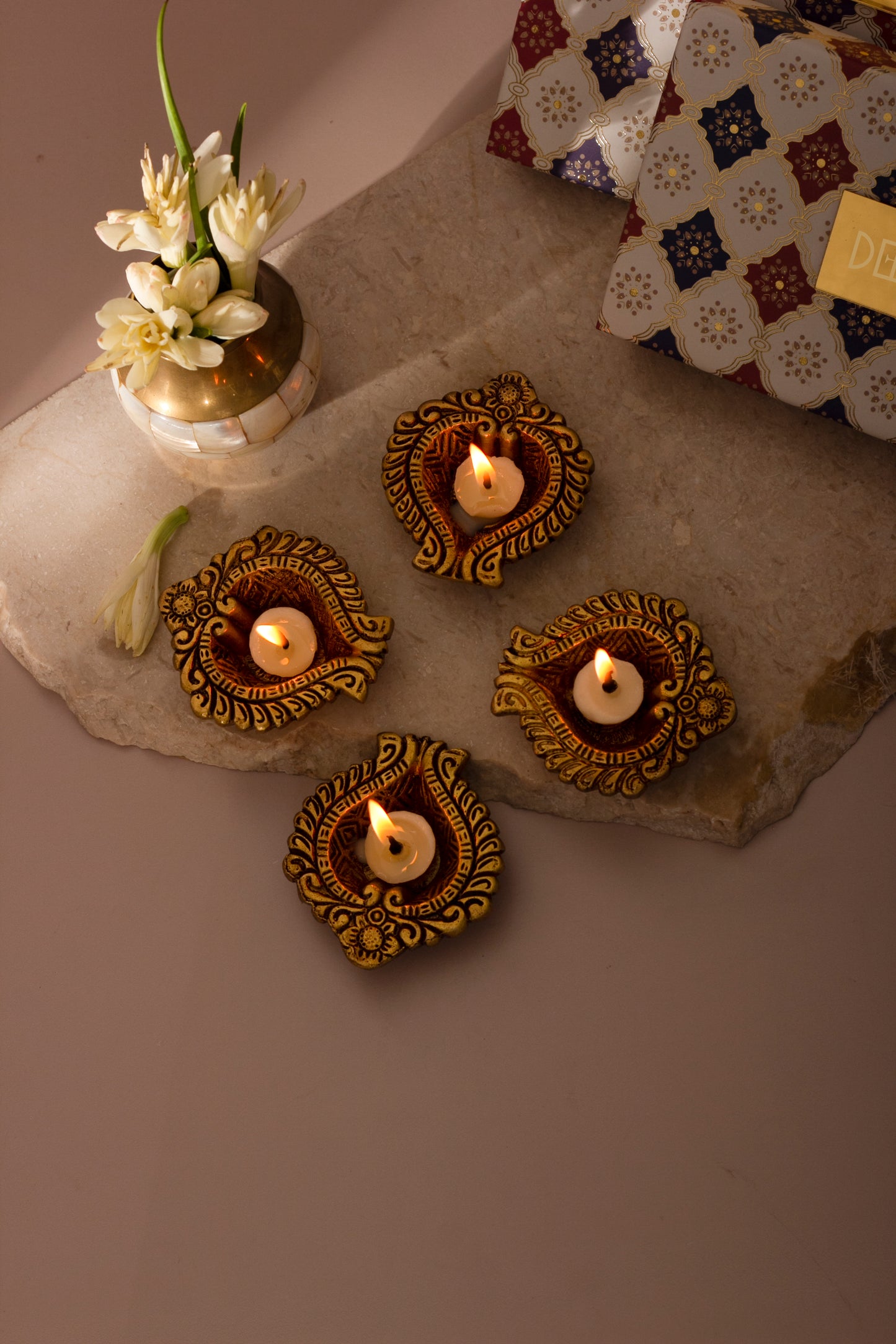 Brass Motif Diya