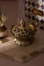 Lotus Brass Incense Holder with pack of 10 Scented Dhoop Cones