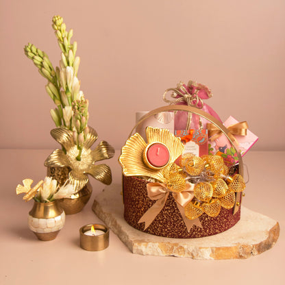 Golden Glow Gift Basket (Maroon/Gold) - DH10_24