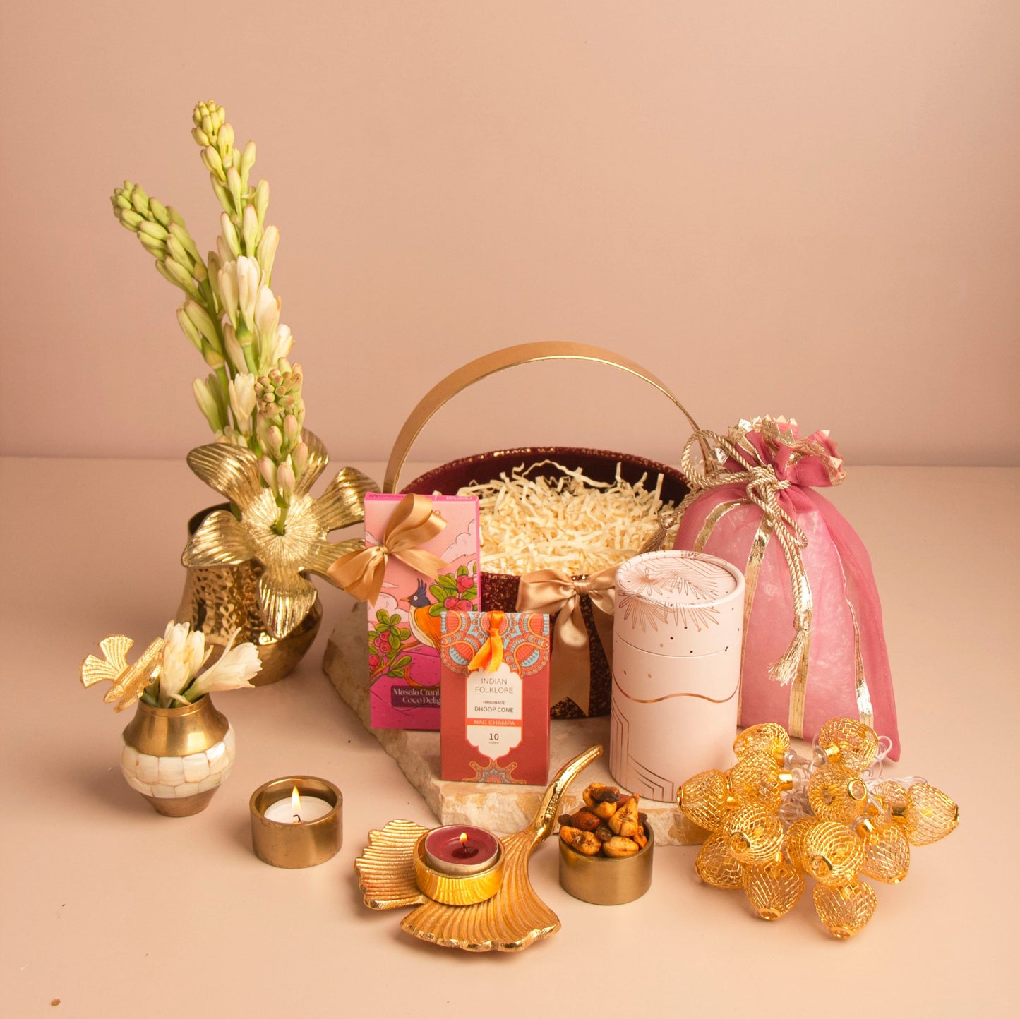 Golden Glow Gift Basket (Maroon/Gold) - DH10_24