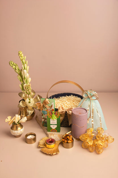 Golden Glow Gift Basket (Blue/Gold) - DH11_24