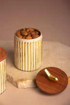 Ivory Crest Glass Jar with Wooden lid - Set of 2