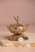 Peacock Brass Incense Holder with pack of 10 Scented Dhoop Cones
