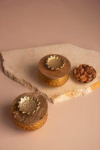 Golden Bloom Jar with Wooden lid - Set of 2