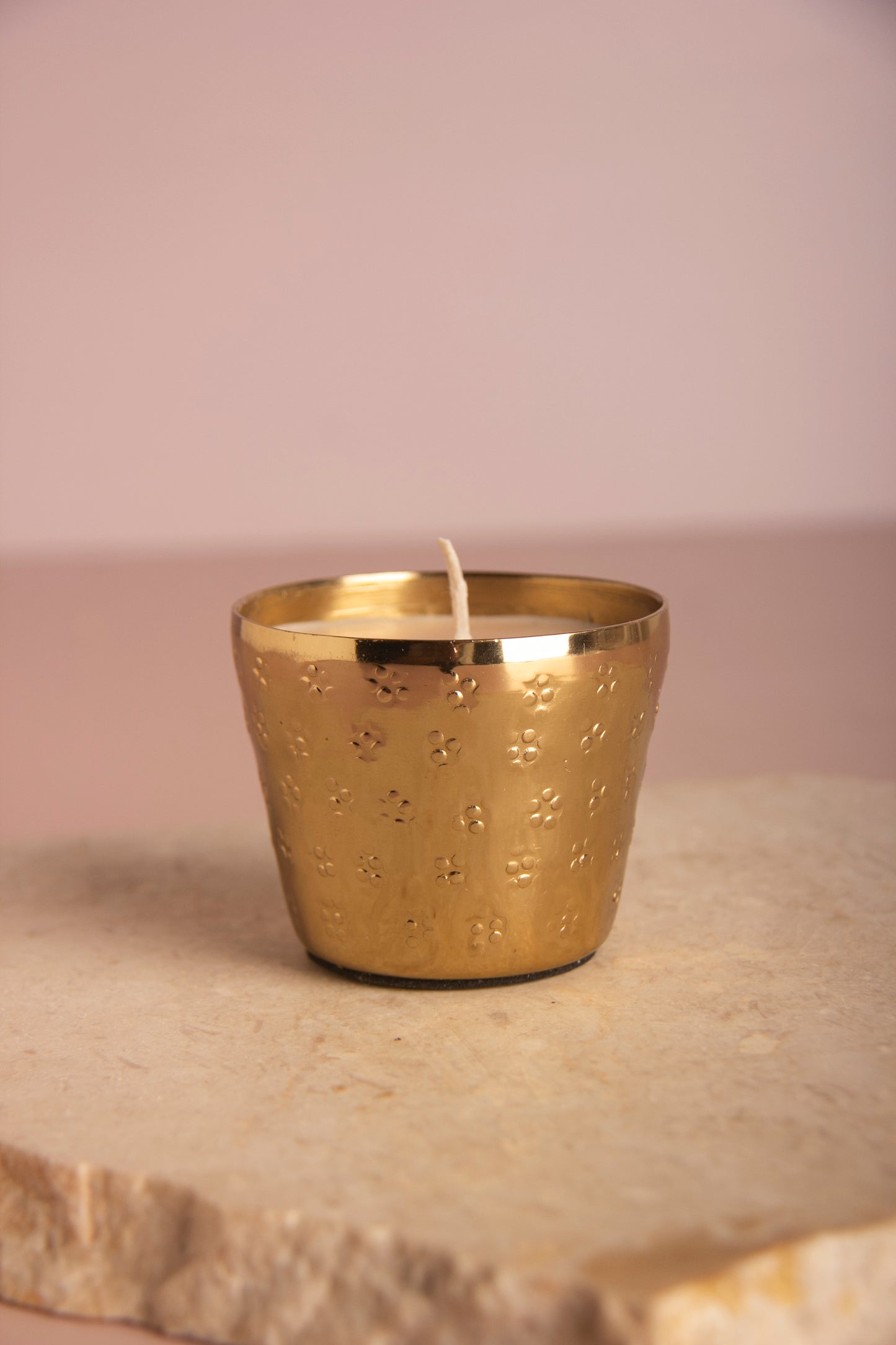 Gold-Plated Hand-Embossed Indian Jasmine Scented Candle – Mini size