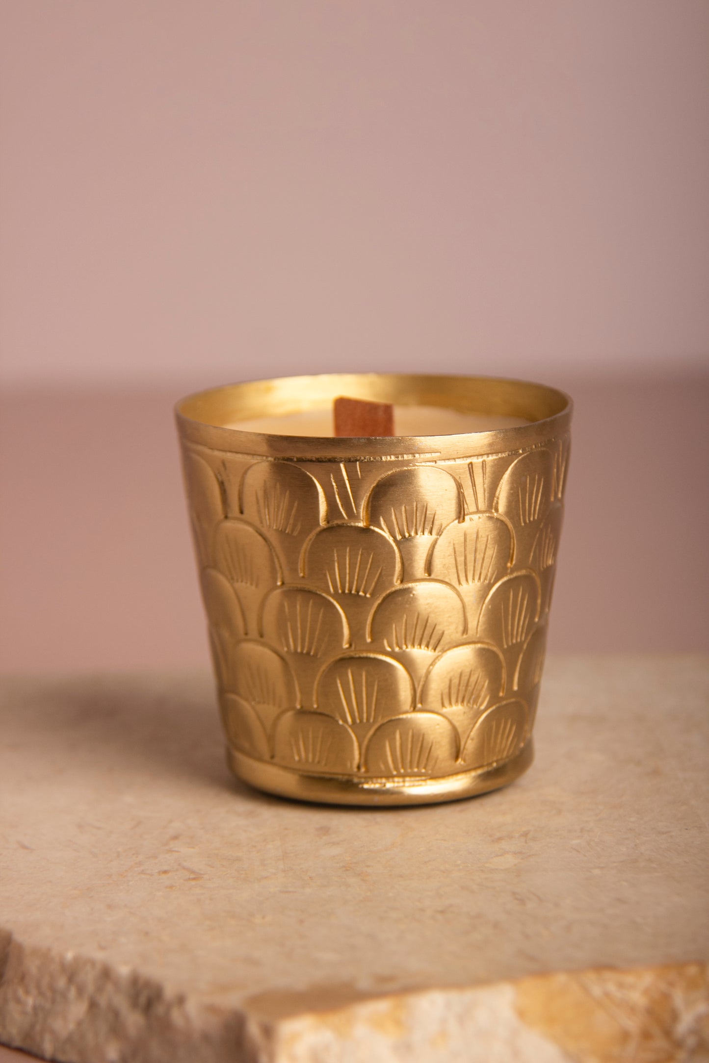 Luxury Gold Embossed Candle with Wooden Wick