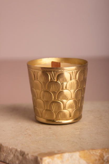Luxury Gold Embossed Candle with Wooden Wick